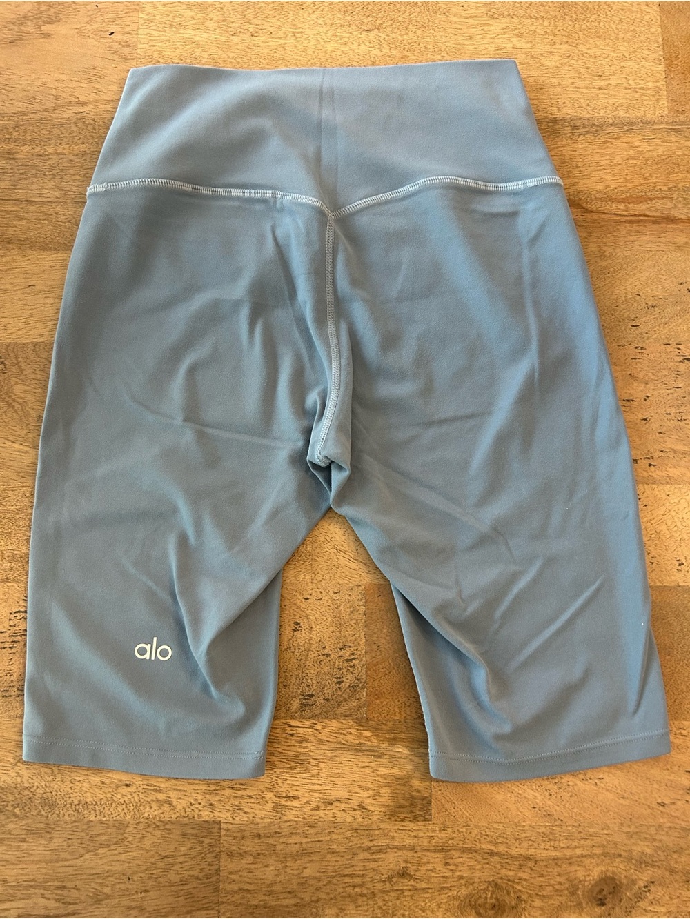 Alo High-Waist Light Blue Biker Shorts